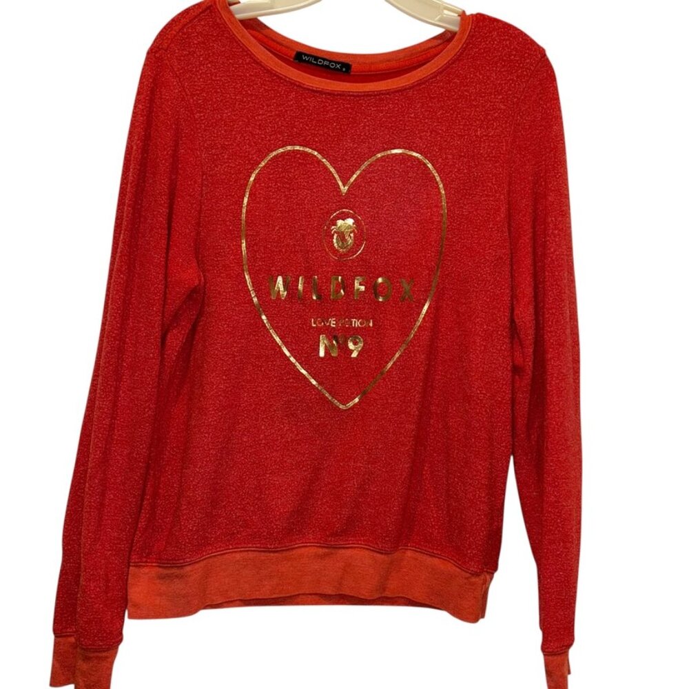 Wildfox Red gold heart Potion No 9 print sweatshirt S